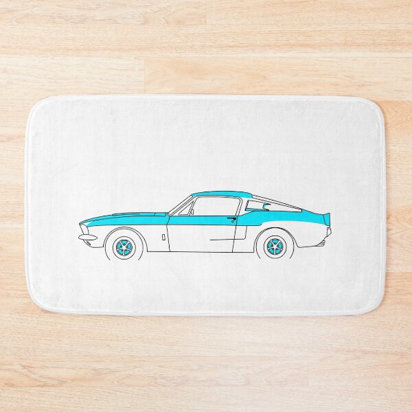 Item preview, Turquoise profile of a pony car or muscle car designed and sold by MiQuintaRuta.