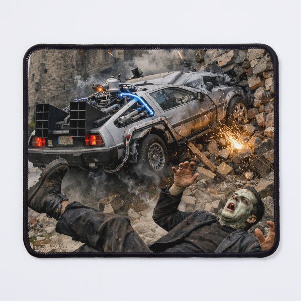 Item preview, DeLorean Time Machine crashes into Frankenstein’s castle designed and sold by WiseBow.