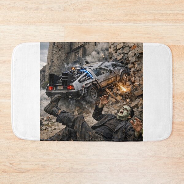 Item preview, DeLorean Time Machine crashes into Frankenstein’s castle designed and sold by WiseBow.