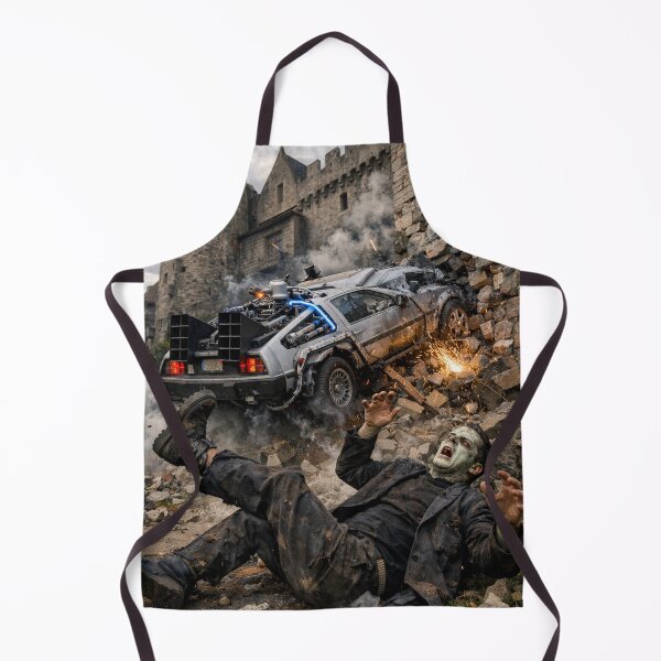 Item preview, DeLorean Time Machine crashes into Frankenstein’s castle designed and sold by WiseBow.