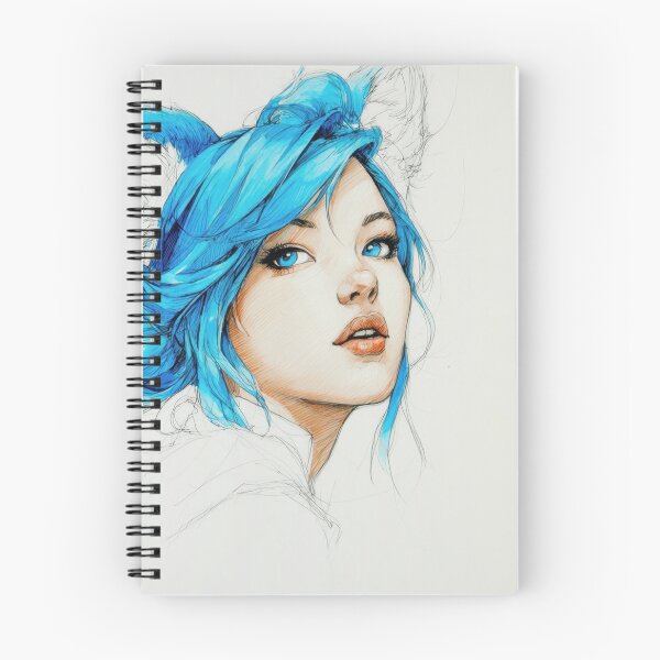 Item preview, Young woman with blue hair and ears designed and sold by anytka.