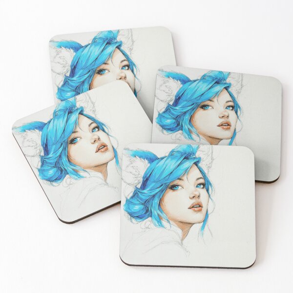 Item preview, Young woman with blue hair and ears designed and sold by anytka.