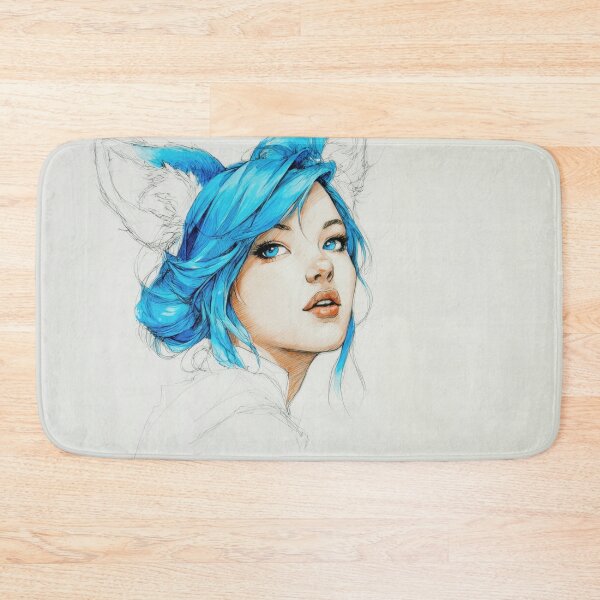 Item preview, Young woman with blue hair and ears designed and sold by anytka.
