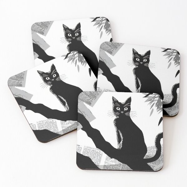 Item preview, Black cat sits on tree branch designed and sold by anytka.