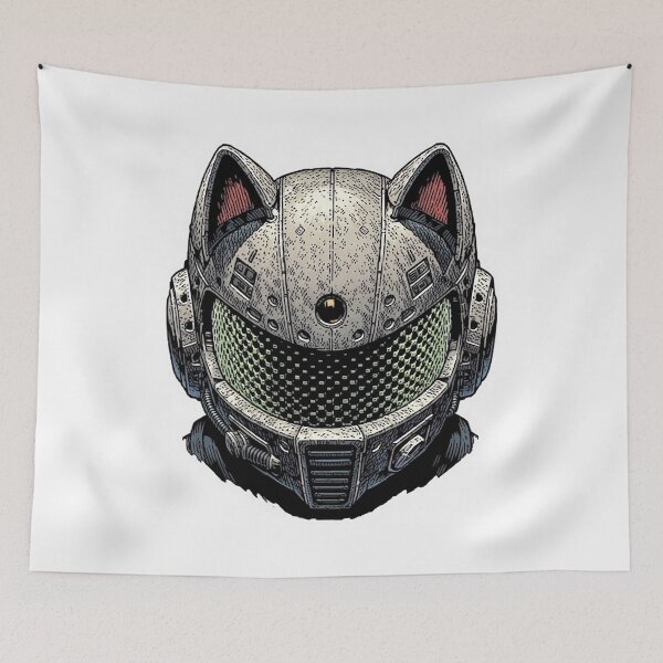 Item preview, Futuristic Cyberpunk Cat Space Helmet designed and sold by bubblegoth.