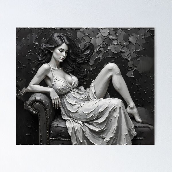Item preview, Reclining Grace - Monochrome Figure Study designed and sold by The Design Asset Station.