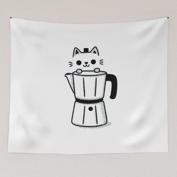 Item preview, Cat on coffee maker BW designed and sold by anytka.