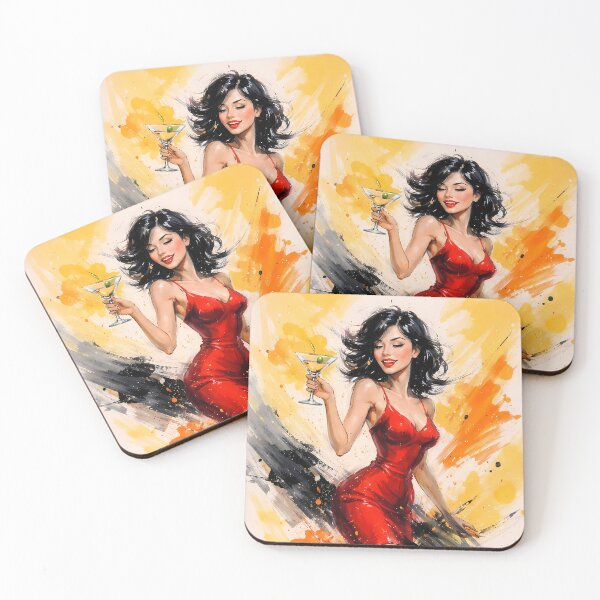 Item preview, Woman in Red Dress with Martini designed and sold by cuprum.