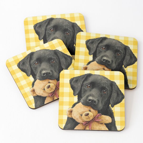 Item preview, Dog with teddy on yellow checkers designed and sold by anytka.