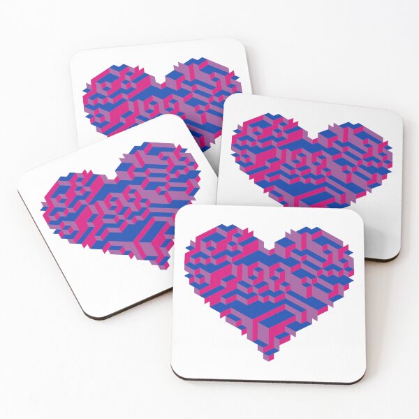 Item preview, Bi Pride Heart — Pink Purple Blue Isometric 3D Cube Heart designed and sold by tilinger.