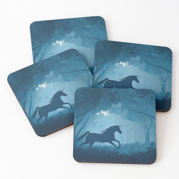 Item preview, Unicorn runs through a dark forest designed and sold by anytka.