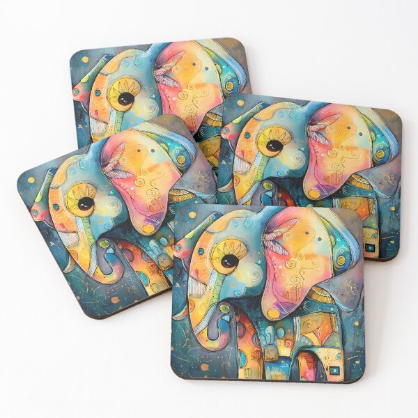 Item preview, Colorful abstract elephant with vibrant patterns designed and sold by WhimsyArt ○ byGTL.