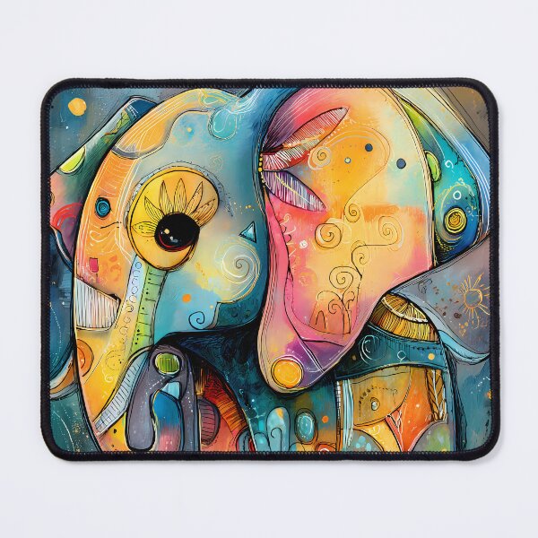 Item preview, Colorful abstract elephant with vibrant patterns designed and sold by WhimsyArt ○ byGTL.