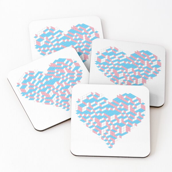 Item preview, Trans Pride Heart — Pink Blue White Isometric 3D Cube Heart designed and sold by tilinger.