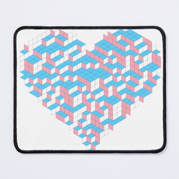 Item preview, Trans Pride Heart — Pink Blue White Isometric 3D Cube Heart designed and sold by tilinger.
