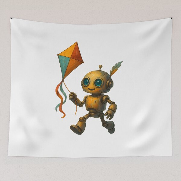 Item preview, Friendly Robot Flying a Kite designed and sold by Yomere.