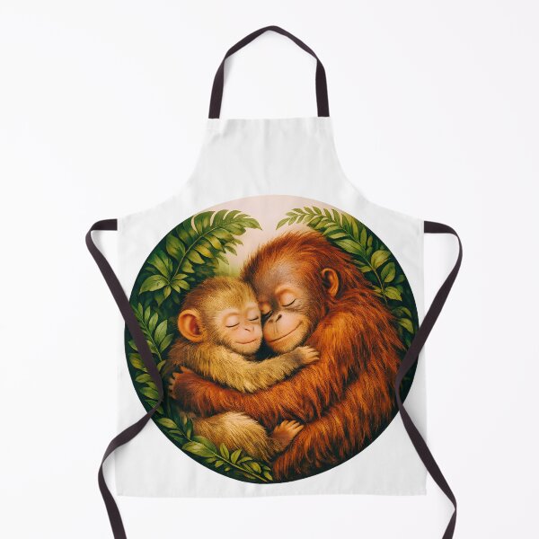 Item preview, Mother and Baby Monkey Embrace Illustration Tender Jungle Wildlife Scene designed and sold by designleon19.