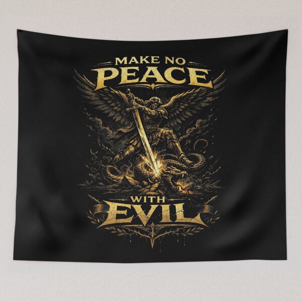 Item preview, Archangel Michael - Make No Peace with Evil Gothic Christian Metal  designed and sold by Blood Washed Apparel.