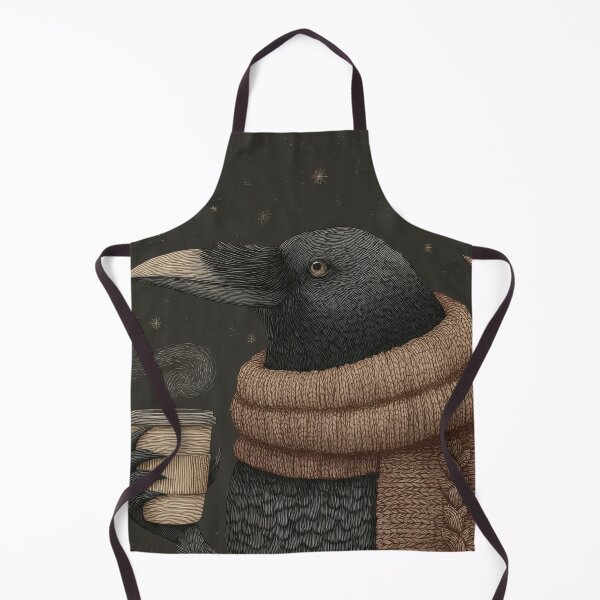 Item preview, Crow wears scarf and holds cup designed and sold by anytka.