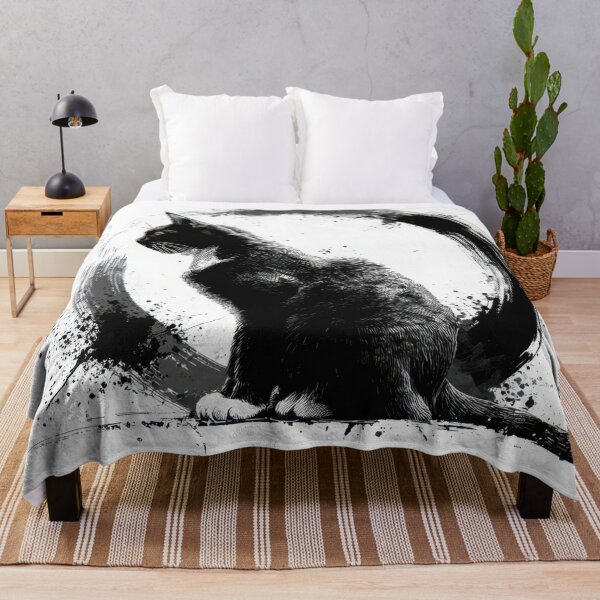 Item preview, Black cat sits near a design designed and sold by anytka.