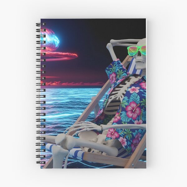Item preview, Chilling Skeleton Watching Nuclear Explosion - Vaporwave Apocalypse Art designed and sold by powersunlight.