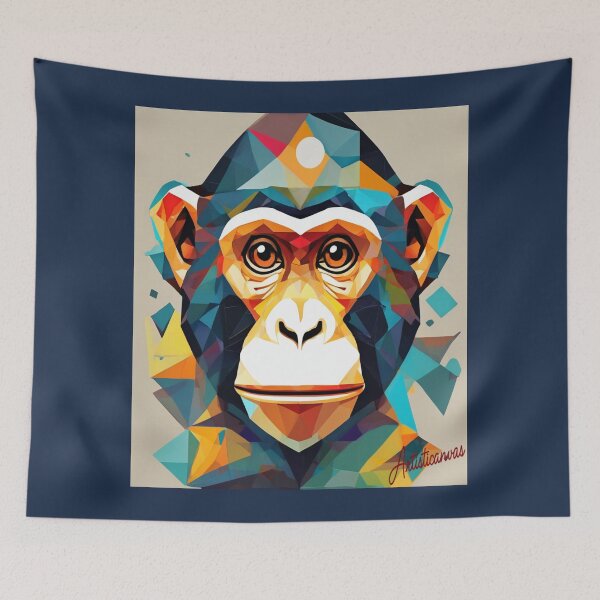 Item preview,  Colorful Geometric Monkey Face Art designed and sold by Artisticanvas.
