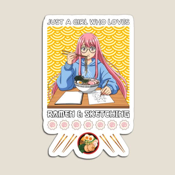 Item preview, Just A Girl Who Loves Ramen & Sketching designed and sold by Tokyotopia.
