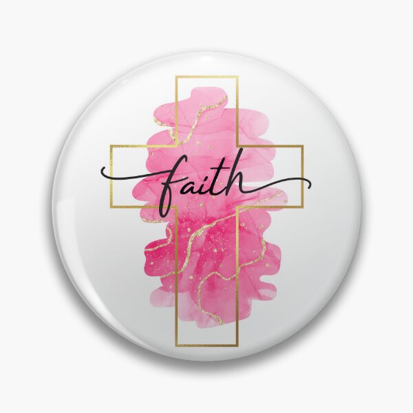 Item preview, Sticker of, horizontal Pink and Gold Christian Faith Cross - VERSION 2 designed and sold by Holy Coast Threads (Formerly ChristianFlower).