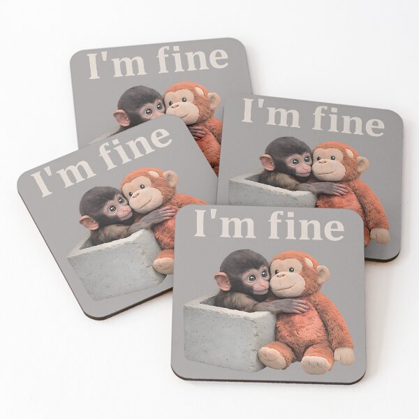 Item preview, Sad Monkey Punch with an Orange Toy I'm Fine designed and sold by KathieFaugh.