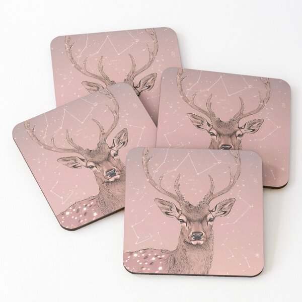 Item preview, Lunar Grace – Constellation Deer in Pink Night designed and sold by Pixelzo.