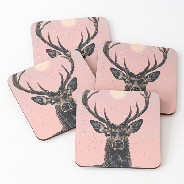 Item preview, Lunar Grace – Constellation Deer in Pink Night designed and sold by Pixelzo.