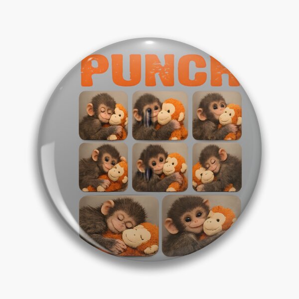 Item preview, Save Punch Cute Baby Macaque Hugging Plush Funny Monkey designed and sold by KathieFaugh.