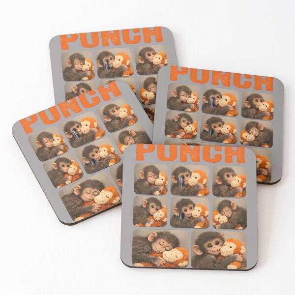 Item preview, Save Punch Cute Baby Macaque Hugging Plush Funny Monkey designed and sold by KathieFaugh.
