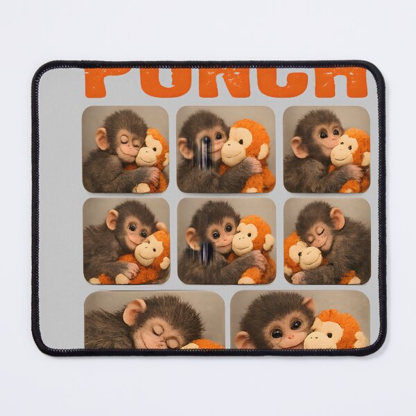 Item preview, Save Punch Cute Baby Macaque Hugging Plush Funny Monkey designed and sold by KathieFaugh.