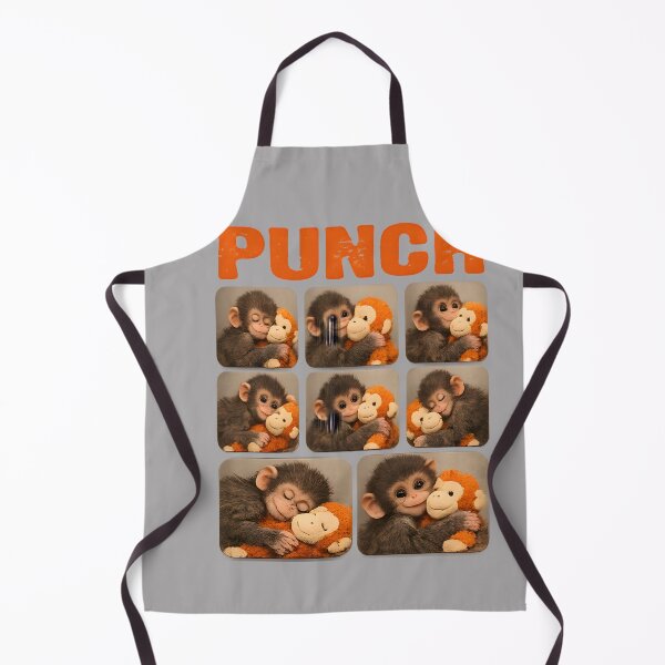 Item preview, Save Punch Cute Baby Macaque Hugging Plush Funny Monkey designed and sold by KathieFaugh.