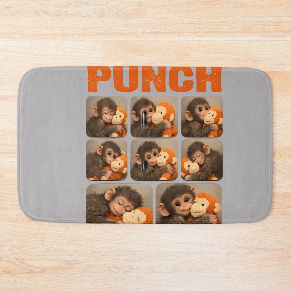 Item preview, Save Punch Cute Baby Macaque Hugging Plush Funny Monkey designed and sold by KathieFaugh.