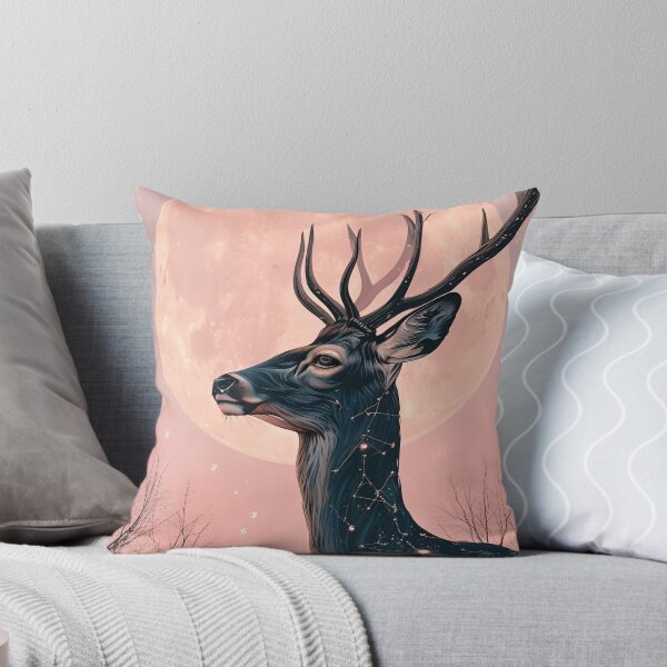 Item preview, Lunar Grace – Constellation Deer in Pink Night designed and sold by Pixelzo.