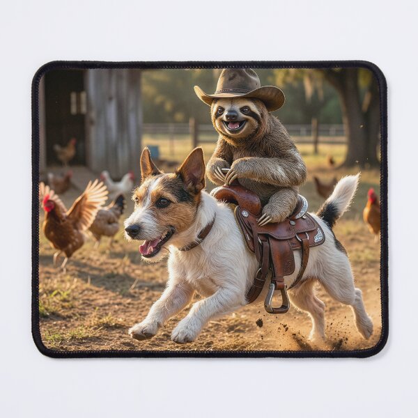 Item preview, Sloth Cowboy Herds Chickens designed and sold by Tridentulus.
