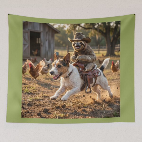 Item preview, Sloth Cowboy Herds Chickens designed and sold by Tridentulus.