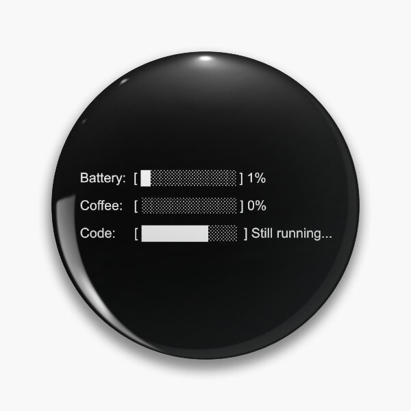 Item preview, Battery 1% Coffee 0% Code Still Running - Developer Sticker designed and sold by DruckByte.