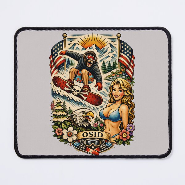 Item preview, OSID – Snowboard Monkey & Patriotic Pinup | Vintage Tattoo designed and sold by 131Mayhem.