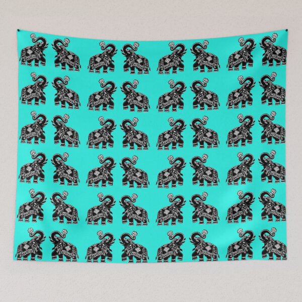 Item preview, Ornate Indian Elephant Pair Illustration designed and sold by ShreecreatE.