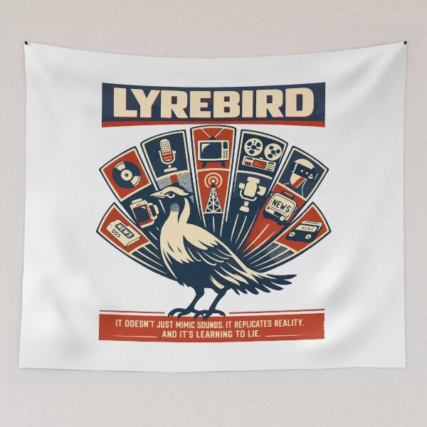 Item preview, Lyrebird Media Manipulation Concept Art designed and sold by WildlifeInc.