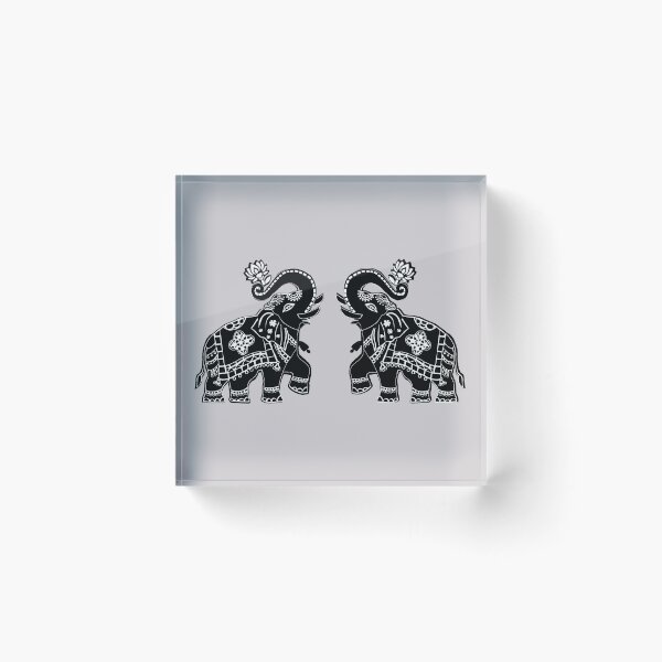 Item preview, Ornate Indian Elephant Pair Illustration designed and sold by ShreecreatE.