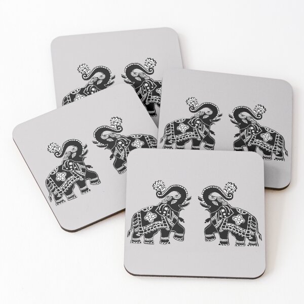 Item preview, Ornate Indian Elephant Pair Illustration designed and sold by ShreecreatE.