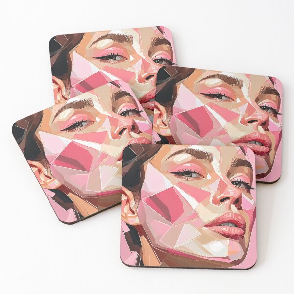 Item preview, Pieces of Her – Pink Geometric Face in Emotional Abstraction designed and sold by Pixelzo.