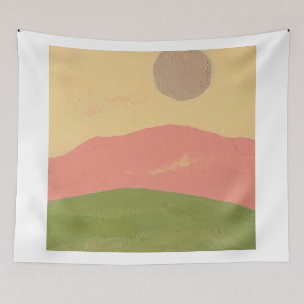 Item preview, A yellow sun A green sun - Original Paintings by Etel Adnan, Etel Adnan Color Landscape Art designed and sold by OilArtLittle.
