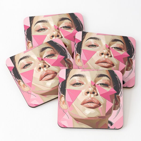 Item preview, Pieces of Her – Pink Geometric Face in Emotional Abstraction designed and sold by Pixelzo.