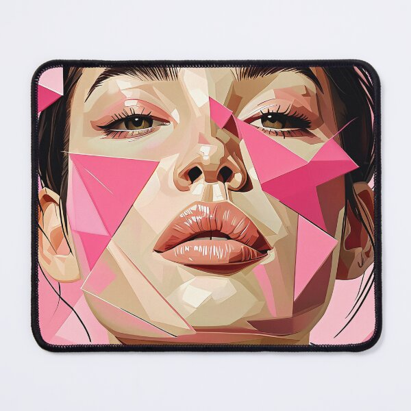 Item preview, Pieces of Her – Pink Geometric Face in Emotional Abstraction designed and sold by Pixelzo.