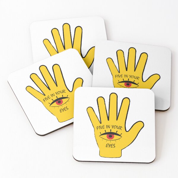 Item preview, Hamsa Hand Protection – Yellow Hand of Fatima with Evil Eye Symbol “Five in Your Eyes” designed and sold by WordPlayStudio.